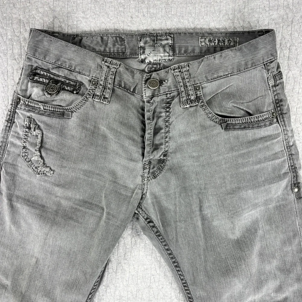 Taverniti So Jeans Mens 31x33 Grey Mec Tape 17 Distressed Straight Denim Pants